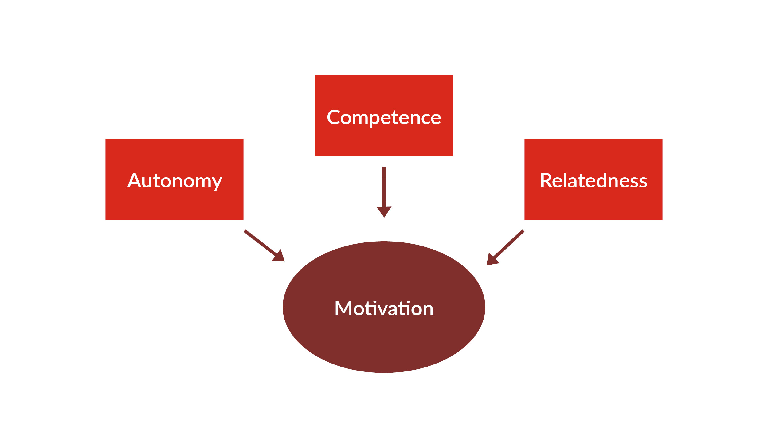 graphic depicting autonomy, competence, and relatedness connected to motivation