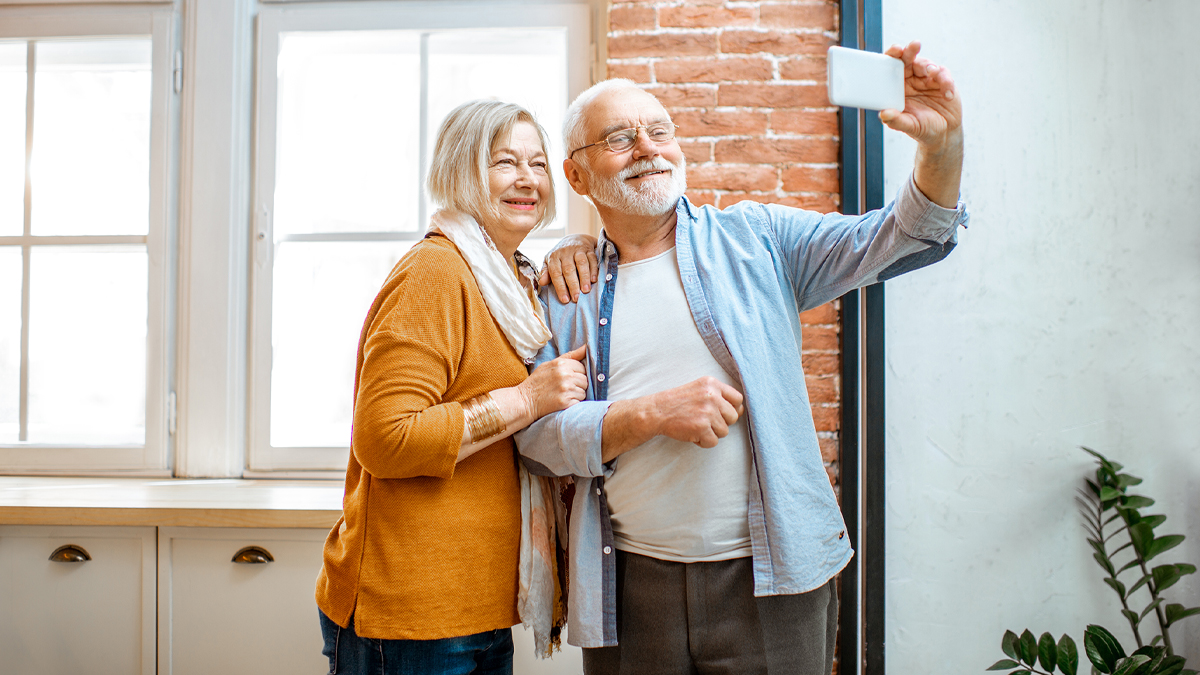 Elderly couple on video call